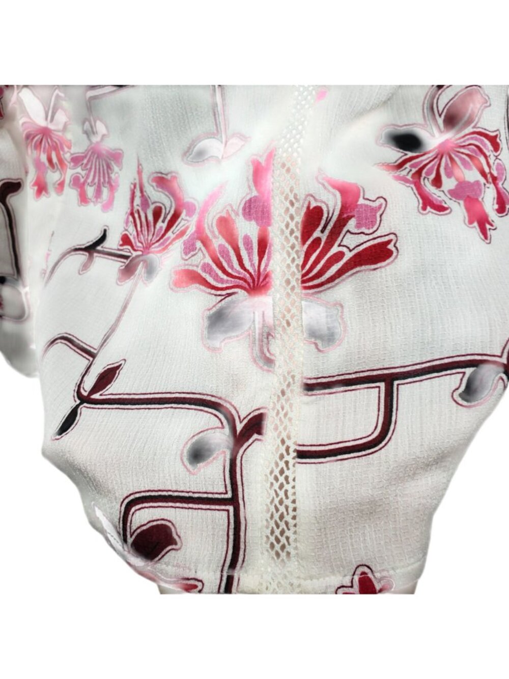 NEW Ann Taylor White Pink Floral Round Neck Boho Blouse Office Pretty Modest - Picture 7 of 13